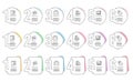 Mail, Survey results and Phone communication icons set. Idea, Flash memory and Accounting report signs. Vector