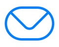 Mail symbol icon - blue simple outline rounded, isolated - vector