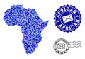 Mail Traffic Composition of Mosaic Map of Africa and Textured Seals