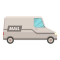 Mail truck delivery icon cartoon vector. Mail man