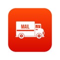 Mail truck icon digital red