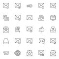 Mail universal outline icons set