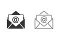 Mail vector line icon set on white flat style Royalty Free Stock Photo