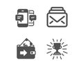 Mail, Wallet and Smartphone sms icons. Trophy sign. New messages, Money payment, Mobile messages. Winner cup. Vector