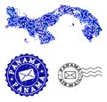 Mail Ways Composition of Mosaic Map of Panama and Grunge Stamps Royalty Free Stock Photo
