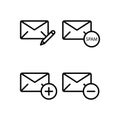 mail, write, spam, plus, minus sign icons. Element of outline button icons. Thin line icon for website design and development, app