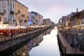 Mailand Navigli, Nice canal with lots of shops. Milan Italy 08.2020