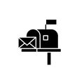 Mailbox black icon, vector sign on isolated background. Mailbox concept symbol, illustration Royalty Free Stock Photo