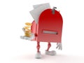 Mailbox character with coins Royalty Free Stock Photo
