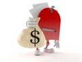 Mailbox character holding money bag Royalty Free Stock Photo