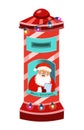 Mailbox for Christmas letters. Festive post box in cartoon style. Vector illustration.