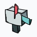 Mailbox color vector icon. Drawing sketch illustration hand drawn line eps10