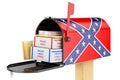 Mailbox with Confederate States of America flag. 3D rendering Royalty Free Stock Photo