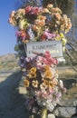 Mailbox decorated with flowers, Ojai, CA