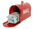 Mailbox with dollar packs. 3D rendering