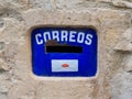 Mailbox embedded in stone wall. Spanish Mailbox Royalty Free Stock Photo