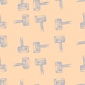 Mailbox engraved seamless pattern. Vintage letterbox in hand drawn style Royalty Free Stock Photo