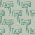 Mailbox engraved seamless pattern. Vintage letterbox in hand drawn style Royalty Free Stock Photo