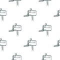 Mailbox engraved seamless pattern. Vintage letterbox in hand drawn style Royalty Free Stock Photo