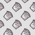 Mailbox engraved seamless pattern. Vintage letterbox in hand drawn style Royalty Free Stock Photo