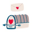 Mailbox and envelope decorated with heart and arrow vector