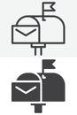 Mailbox envelope line and solid vector icon set Royalty Free Stock Photo