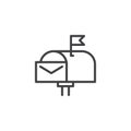 Mailbox with envelope outline icon Royalty Free Stock Photo