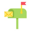 Mailbox flat icon, letter and website Royalty Free Stock Photo