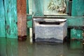 Mailbox during the flood. The river Ob, which emerged from the shores, flooded the outskirts of the city.