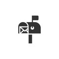 Mailbox icon in flat style. Postbox vector illustration on white isolated background. Email envelope business concept