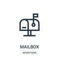 Mailbox Icon Vector From Advertising Collection. Thin Line Mailbox Outline Icon Vector Illustration