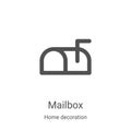 mailbox icon vector from home decoration collection. Thin line mailbox outline icon vector illustration. Linear symbol for use on Royalty Free Stock Photo