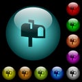 Mailbox icons in color illuminated glass buttons