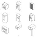 Mailbox icons set vector outine