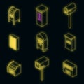 Mailbox icons set vector neon