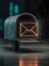 Mailbox Illuminated With Glowing Envelope Signifying Communication in a Modern Environment Royalty Free Stock Photo