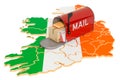 Mailbox on the Irish map. Shipping in Ireland, concept. 3D rendering Royalty Free Stock Photo