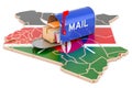 Mailbox on the Kenyan map. Shipping in Kenya, concept. 3D rendering Royalty Free Stock Photo