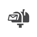 Mailbox with letter black vector icon