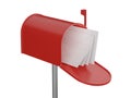 Mailbox with letters. Open red postbox.