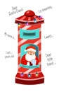 Mailbox for letters. Post box. Ho-ho-ho. Santa Claus laughs. Icon for Christmas poster, postcard, design. Vector