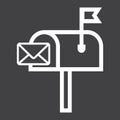 Mailbox line icon, letter and website Royalty Free Stock Photo