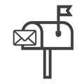 Mailbox line icon, letter and website Royalty Free Stock Photo