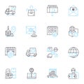 Mailbox linear icons set. Postbox, Envelope, Mail, Letter, Delivery, Postal, Communication line vector and concept signs