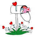 mailbox with love letters, romantic mail Valentine's day