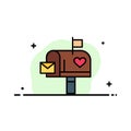 Mailbox, Mail, Love, Letter, Letterbox Business Flat Line Filled Icon Vector Banner Template