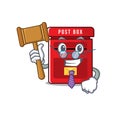 Mailbox with a the mascot cartoon judge