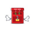 Mailbox with a the mascot cartoon money eye