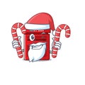 Mailbox with a the mascot cartoon santa bring candy