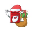 Mailbox with a the mascot cartoon santa bring gift